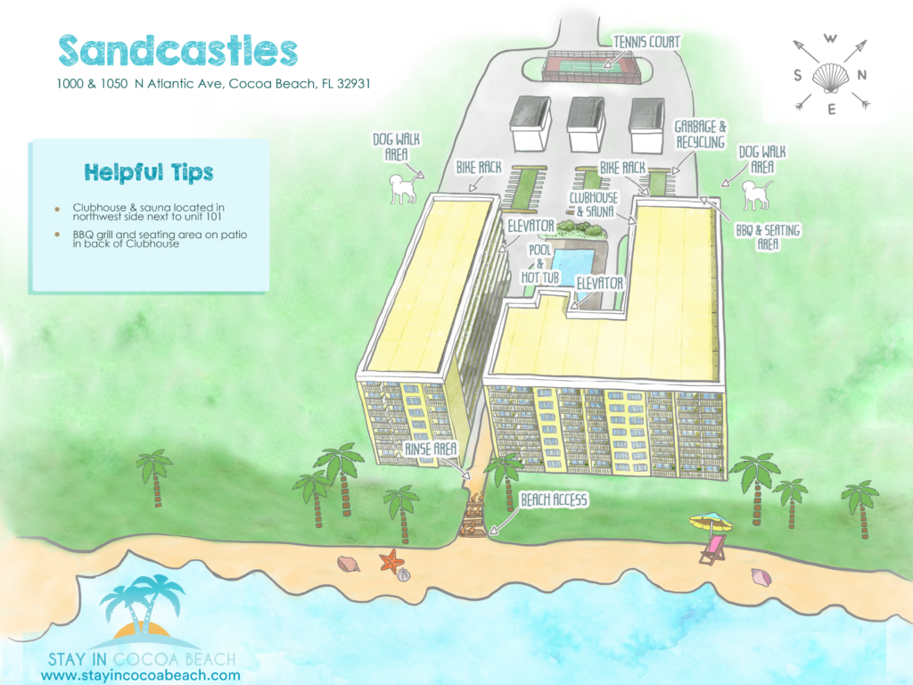 sandcastles condos cocoa beach map infographic