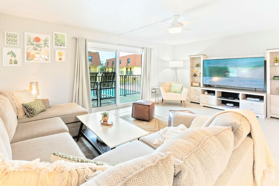A living room inside a Cocoa Beach rental